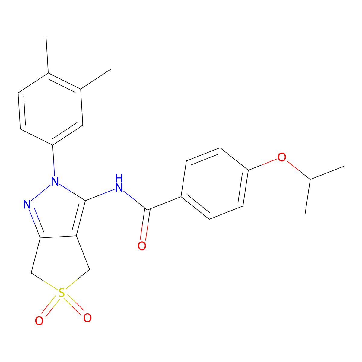 N-(2-(3,4-dimethylphenyl)-5,5-dioxido-4,6-dihydro-2H-thieno[3,4-c]pyrazol-3-yl)-4-isopropoxybenzamide molecular structure, CAS 681267-57-2