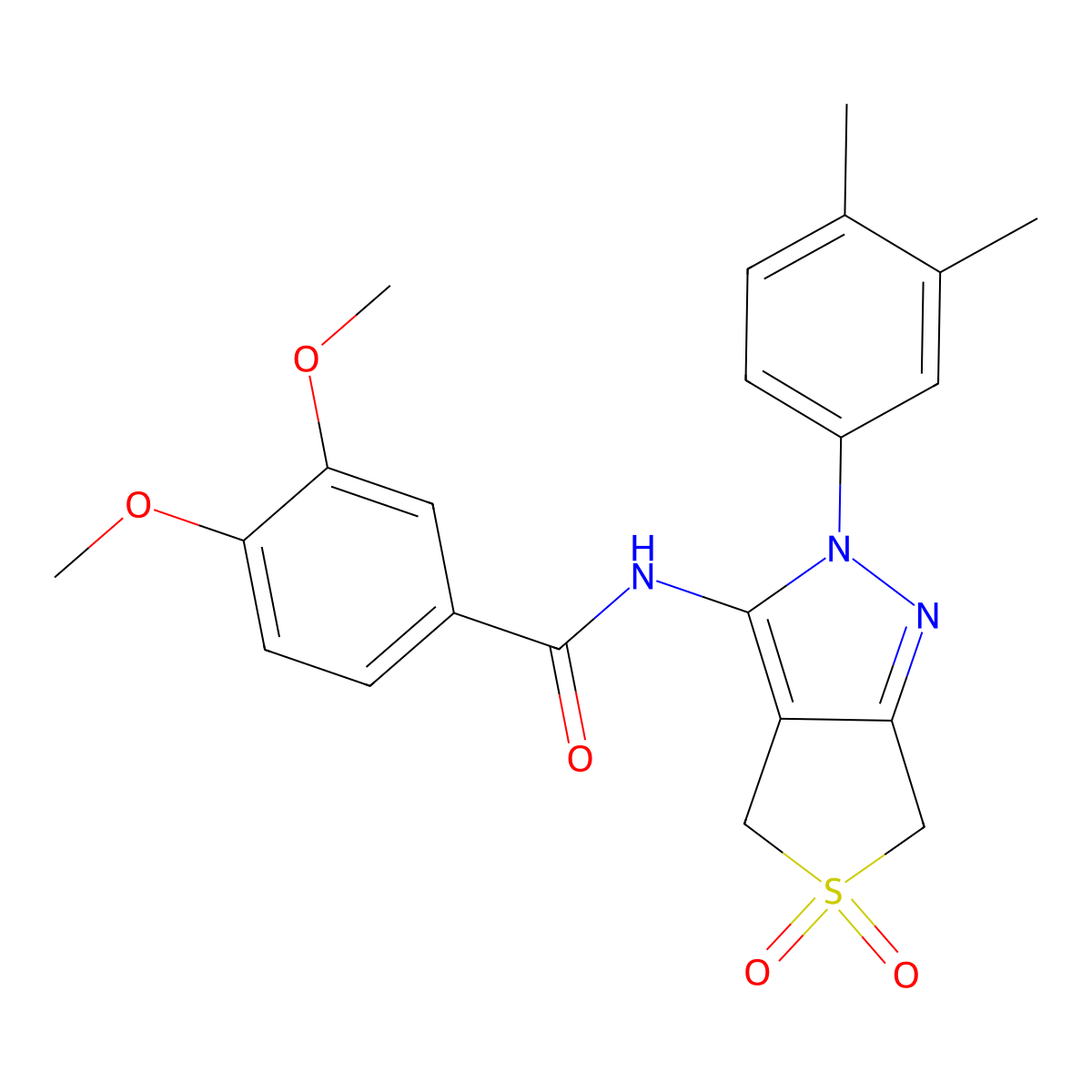 N-(2-(3,4-dimethylphenyl)-5,5-dioxido-4,6-dihydro-2H-thieno[3,4-c]pyrazol-3-yl)-3,4-dimethoxybenzamide molecular structure, CAS 681267-72-1
