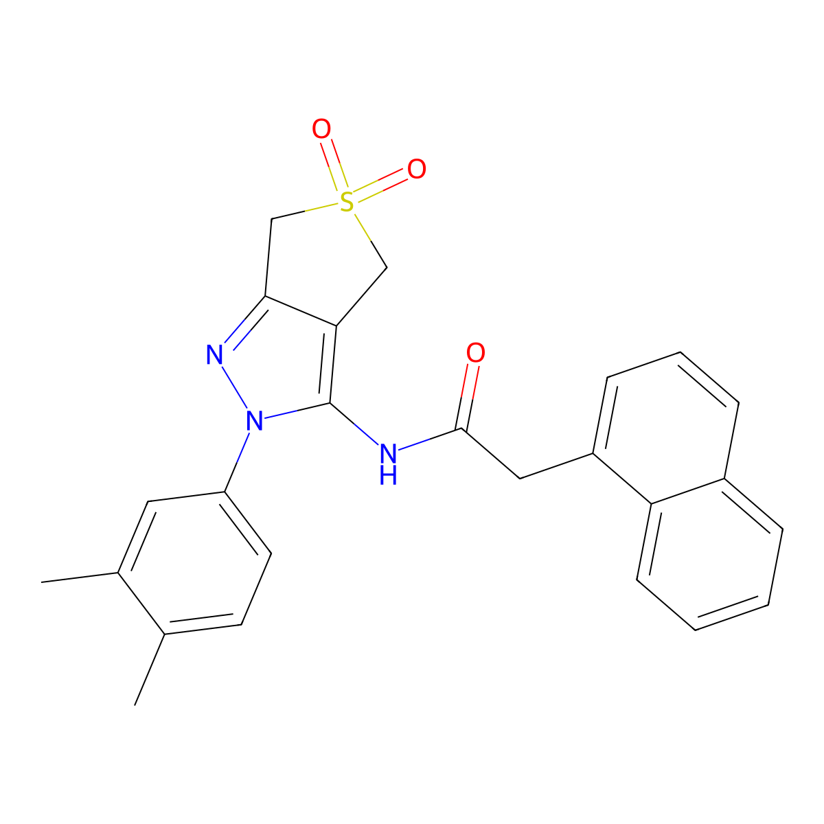 N-[2-(3,4-dimethylphenyl)-5,5-dioxo-4,6-dihydrothieno[3,4-c]pyrazol-3-yl]-2-naphthalen-1-ylacetamide molecular structure, CAS 681267-88-9