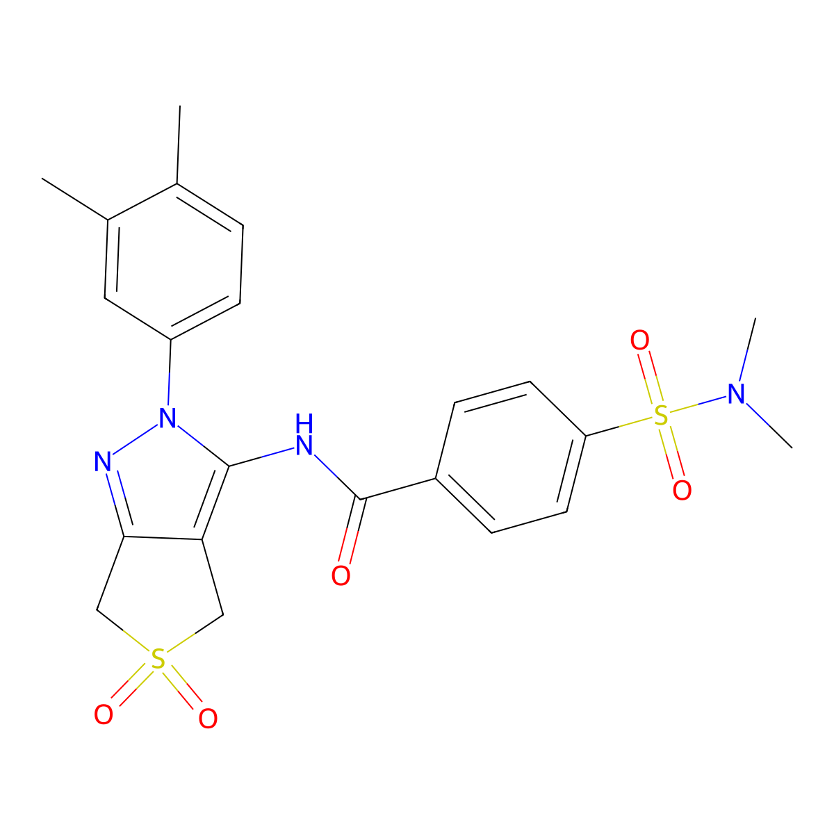 N-[2-(3,4-dimethylphenyl)-5,5-dioxo-4,6-dihydrothieno[3,4-c]pyrazol-3-yl]-4-(dimethylsulfamoyl)benzamide molecular structure, CAS 681268-15-5