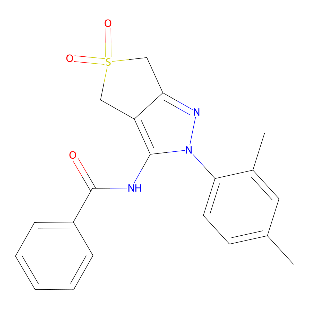 N-(2-(2,4-dimethylphenyl)-5,5-dioxido-4,6-dihydro-2H-thieno[3,4-c]pyrazol-3-yl)benzamide molecular structure, CAS 681268-23-5
