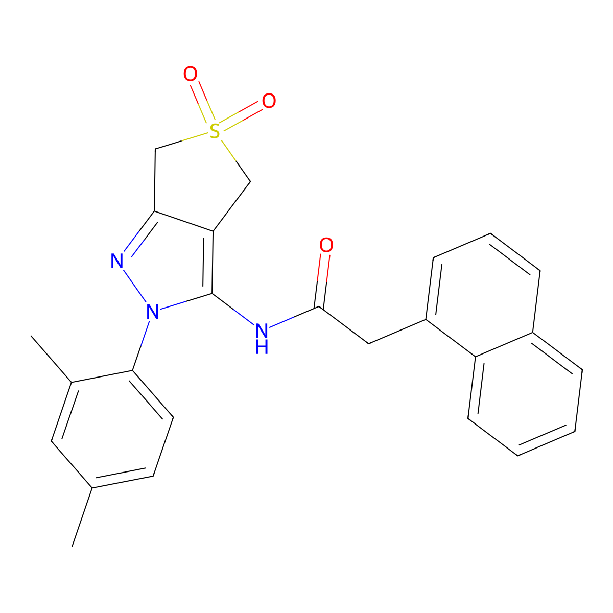 N-[2-(2,4-dimethylphenyl)-5,5-dioxo-4,6-dihydrothieno[3,4-c]pyrazol-3-yl]-2-naphthalen-1-ylacetamide molecular structure, CAS 681268-34-8