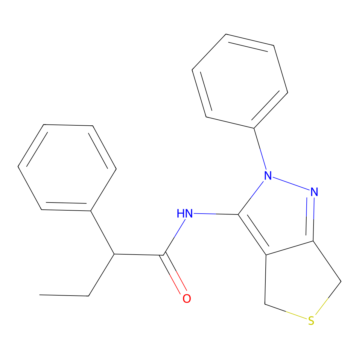 2-phenyl-N-(2-phenyl-4,6-dihydrothieno[3,4-c]pyrazol-3-yl)butanamide molecular structure, CAS 681268-49-5