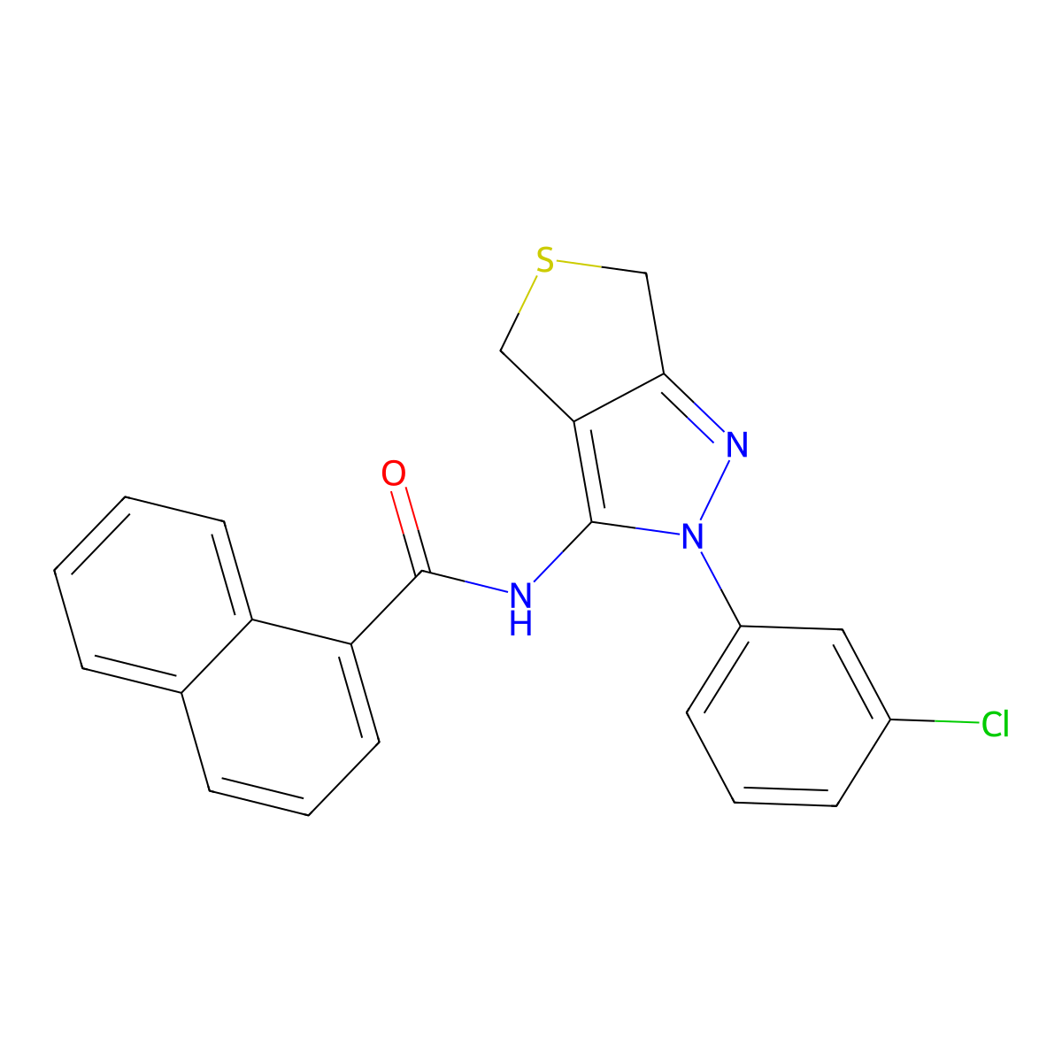 N-(2-(3-chlorophenyl)-4,6-dihydro-2H-thieno[3,4-c]pyrazol-3-yl)-1-naphthamide molecular structure, CAS 681268-62-2