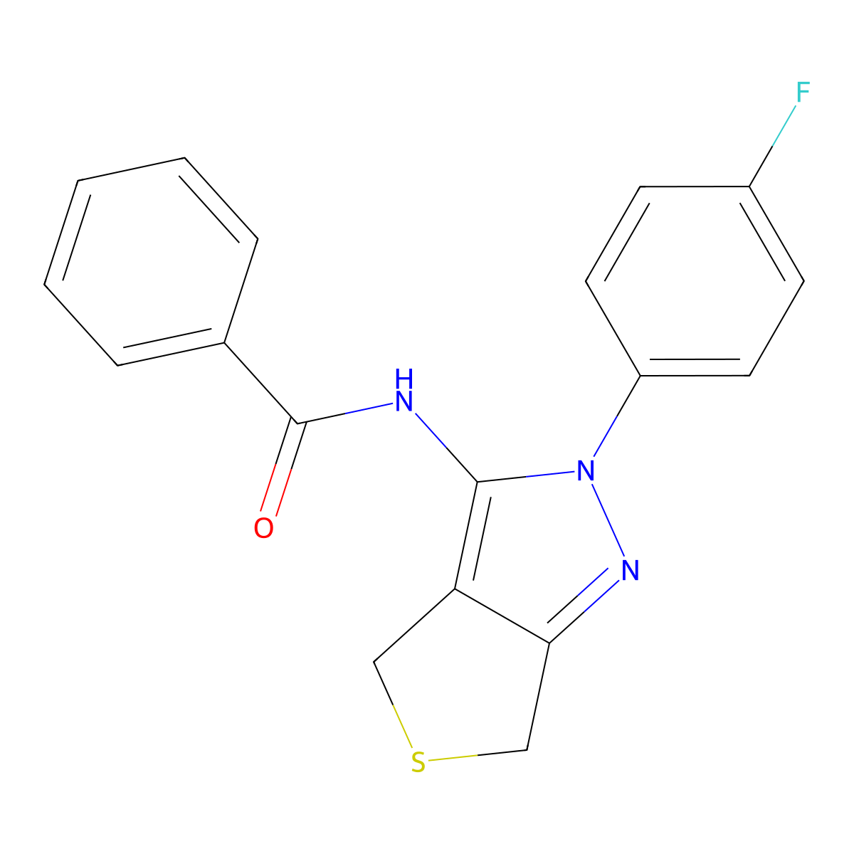 N-(2-(4-fluorophenyl)-4,6-dihydro-2H-thieno[3,4-c]pyrazol-3-yl)benzamide molecular structure, CAS 681268-71-3