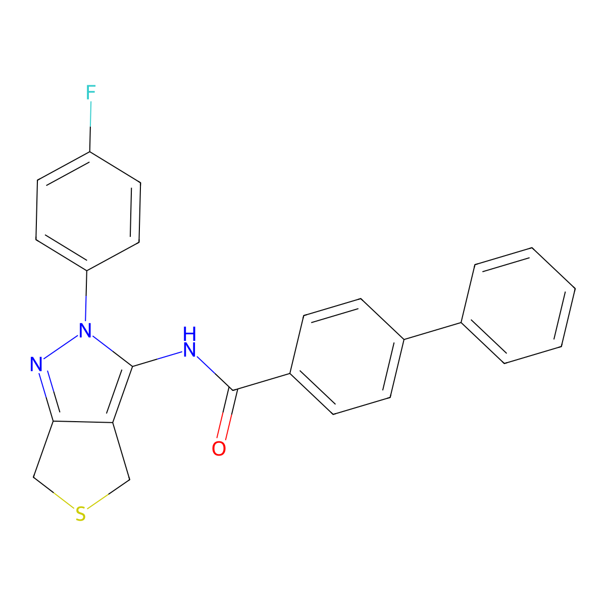 N-(2-(4-fluorophenyl)-4,6-dihydro-2H-thieno[3,4-c]pyrazol-3-yl)-[1,1'-biphenyl]-4-carboxamide molecular structure, CAS 681268-73-5