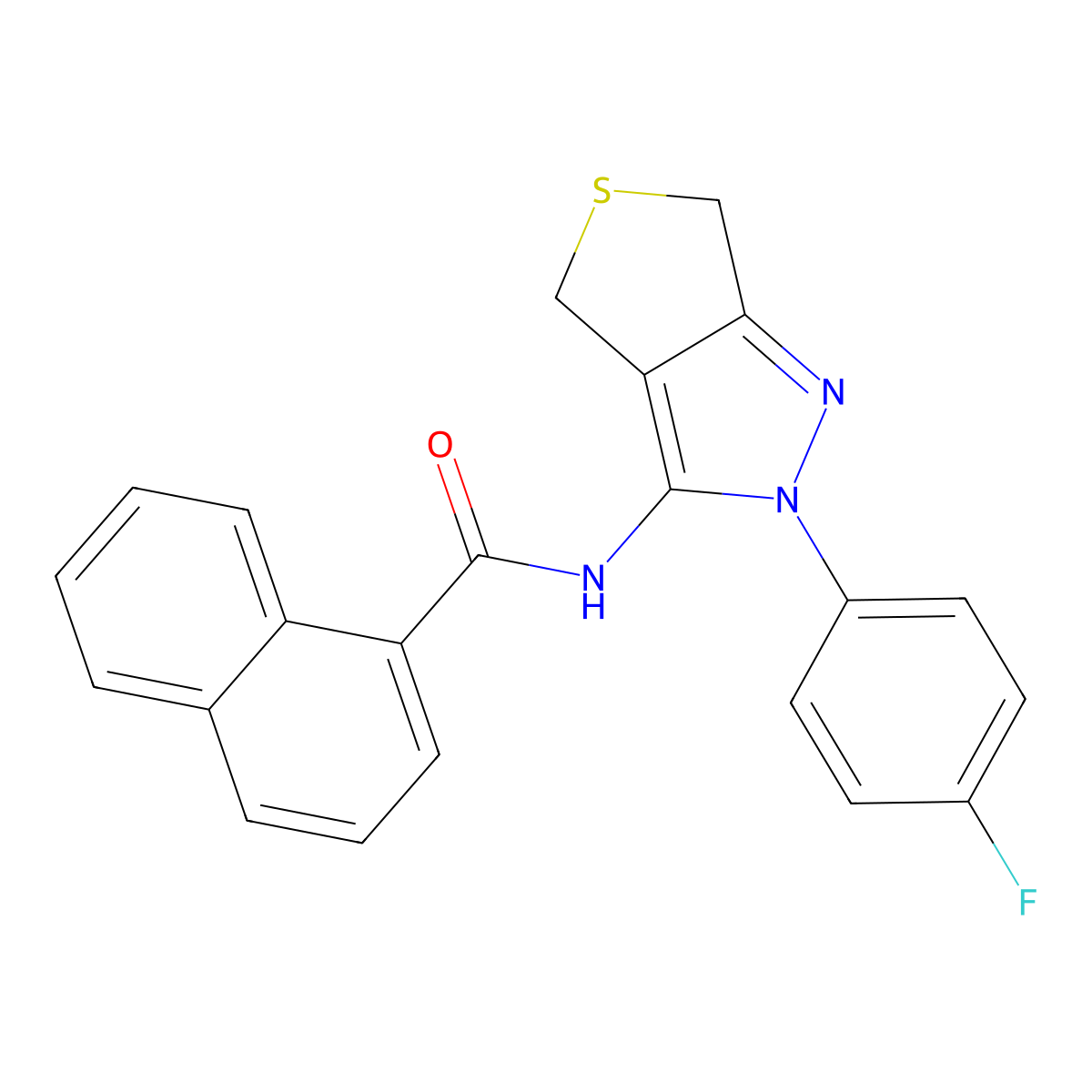 N-[2-(4-fluorophenyl)-4,6-dihydrothieno[3,4-c]pyrazol-3-yl]naphthalene-1-carboxamide molecular structure, CAS 681268-74-6