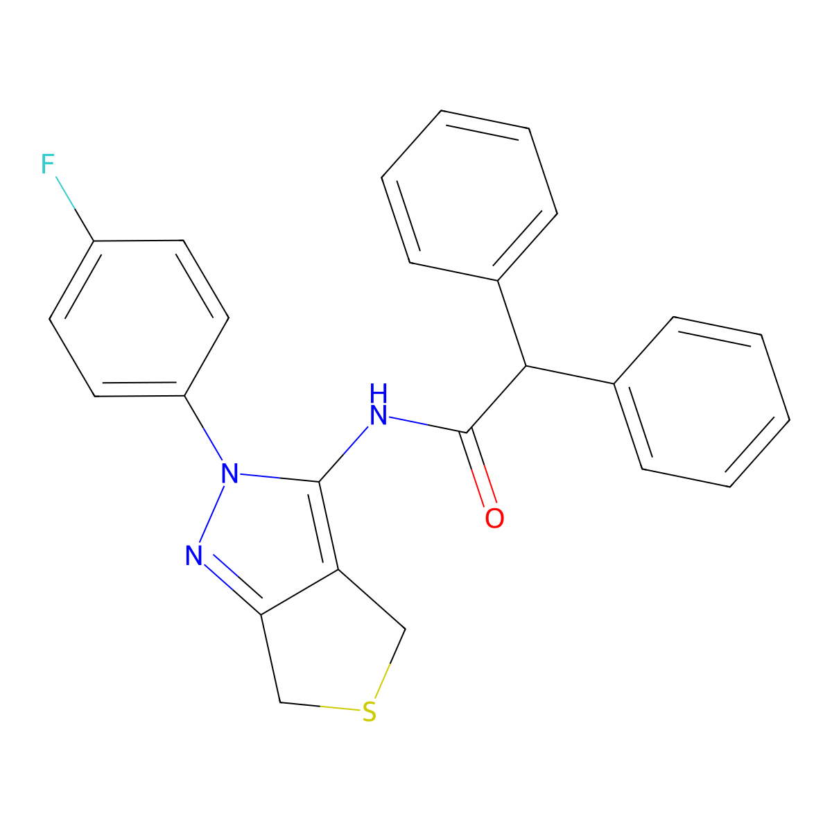N-(2-(4-fluorophenyl)-4,6-dihydro-2H-thieno[3,4-c]pyrazol-3-yl)-2,2-diphenylacetamide molecular structure, CAS 681268-76-8
