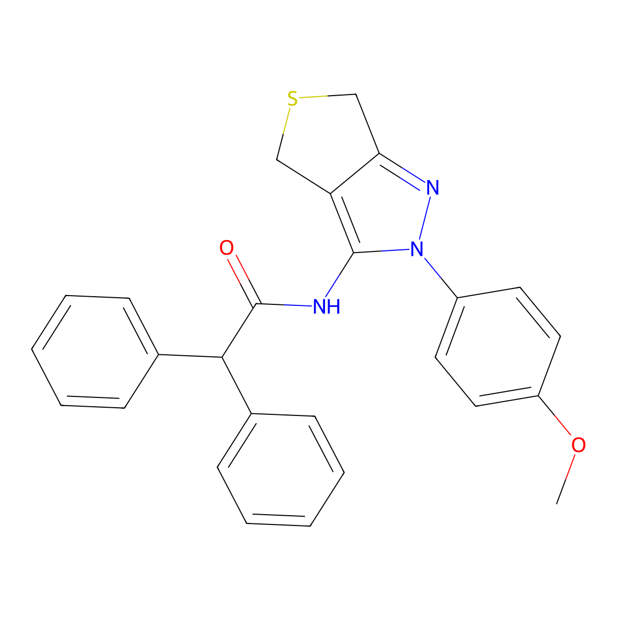N-[2-(4-methoxyphenyl)-4,6-dihydrothieno[3,4-c]pyrazol-3-yl]-2,2-diphenylacetamide molecular structure, CAS 681268-80-4
