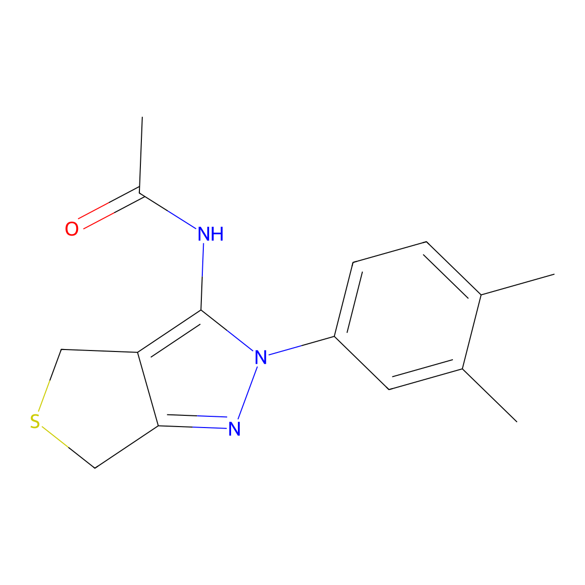 N-(2-(3,4-dimethylphenyl)-4,6-dihydro-2H-thieno[3,4-c]pyrazol-3-yl)acetamide molecular structure, CAS 681268-88-2