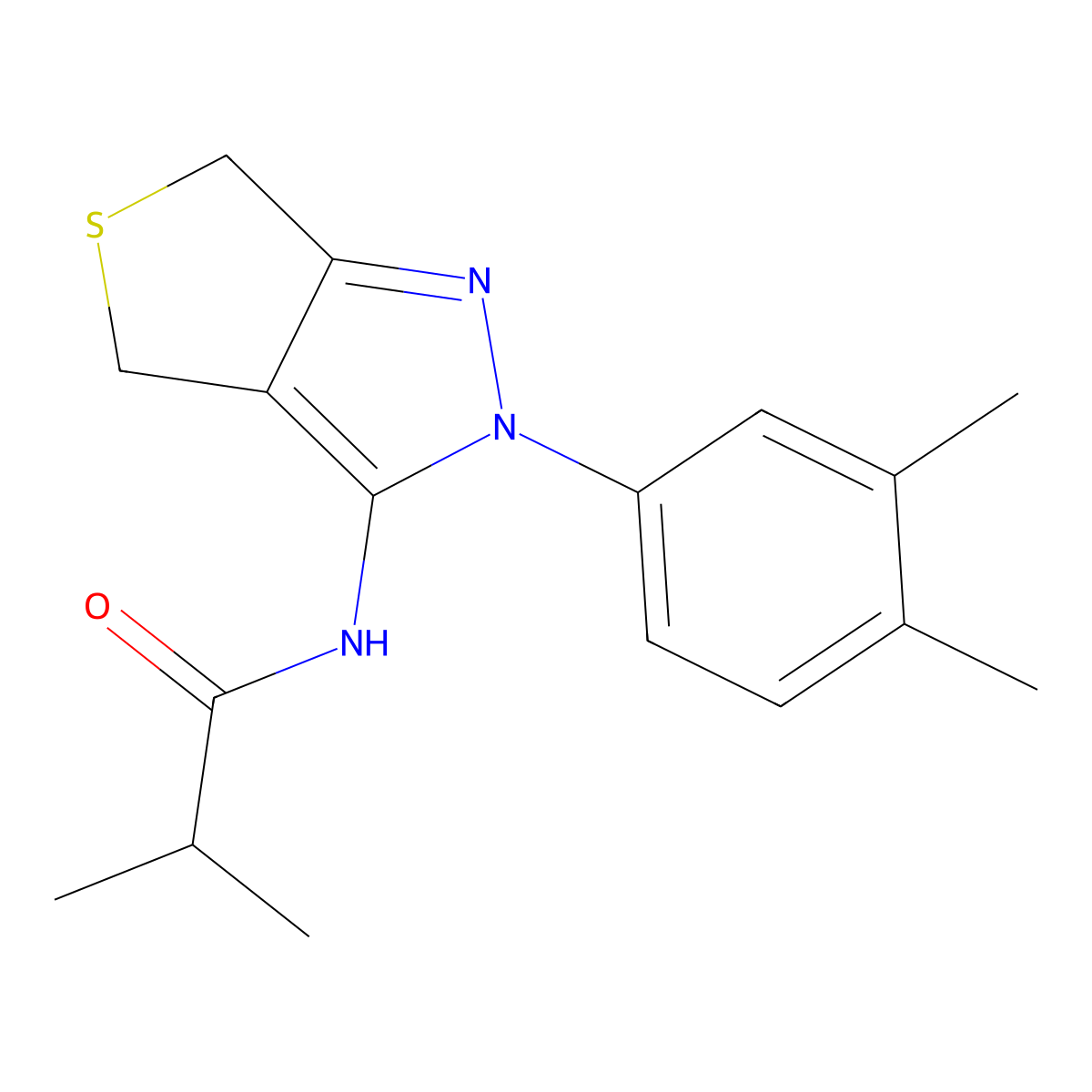 N-(2-(3,4-dimethylphenyl)-4,6-dihydro-2H-thieno[3,4-c]pyrazol-3-yl)isobutyramide molecular structure, CAS 681268-92-8