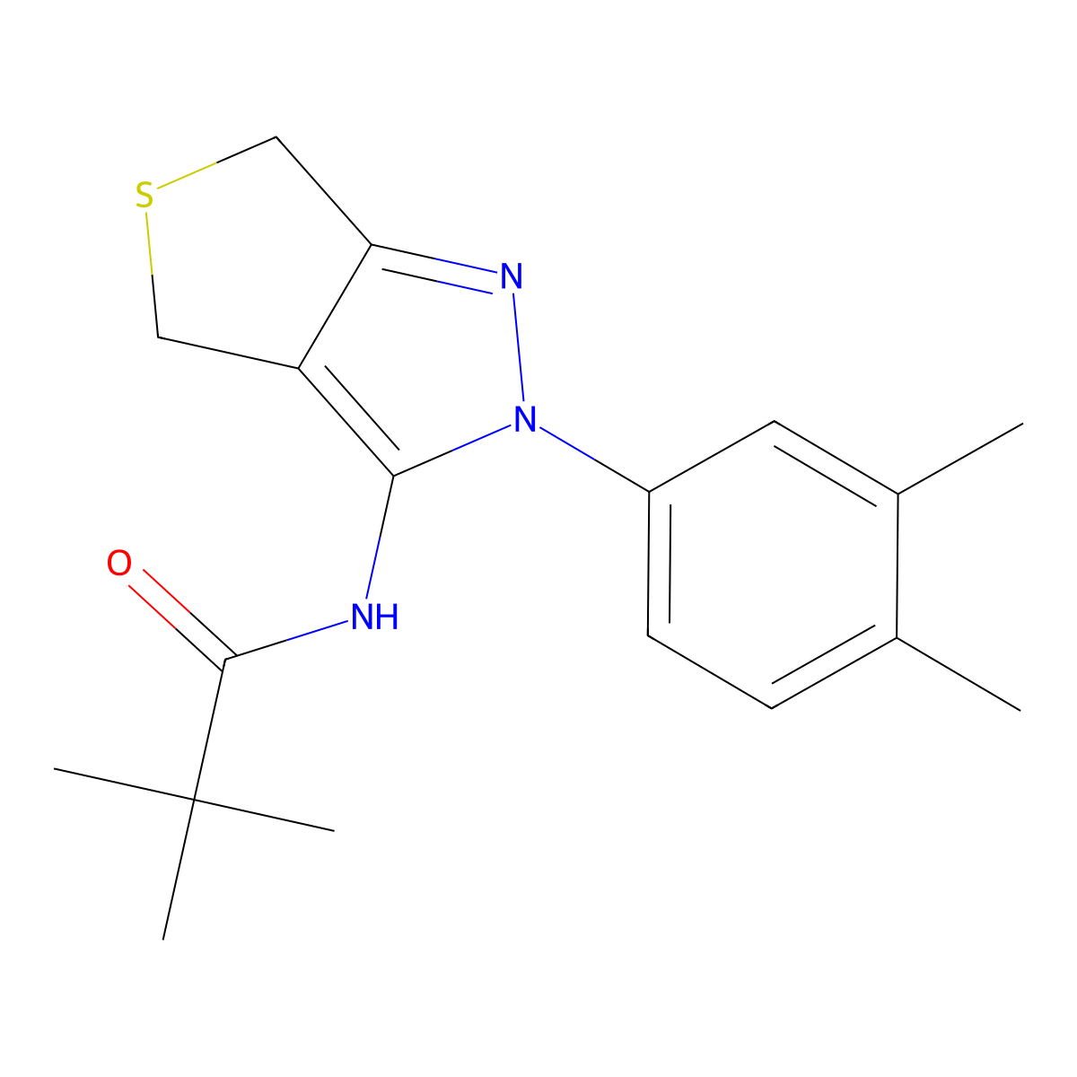 N-(2-(3,4-dimethylphenyl)-4,6-dihydro-2H-thieno[3,4-c]pyrazol-3-yl)pivalamide molecular structure, CAS 681268-93-9