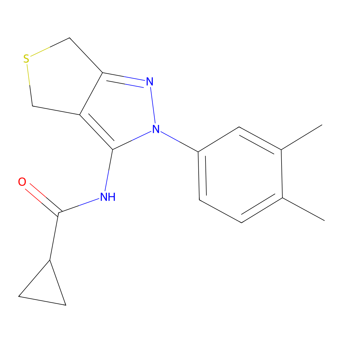 N-(2-(3,4-dimethylphenyl)-4,6-dihydro-2H-thieno[3,4-c]pyrazol-3-yl)cyclopropanecarboxamide molecular structure, CAS 681268-96-2