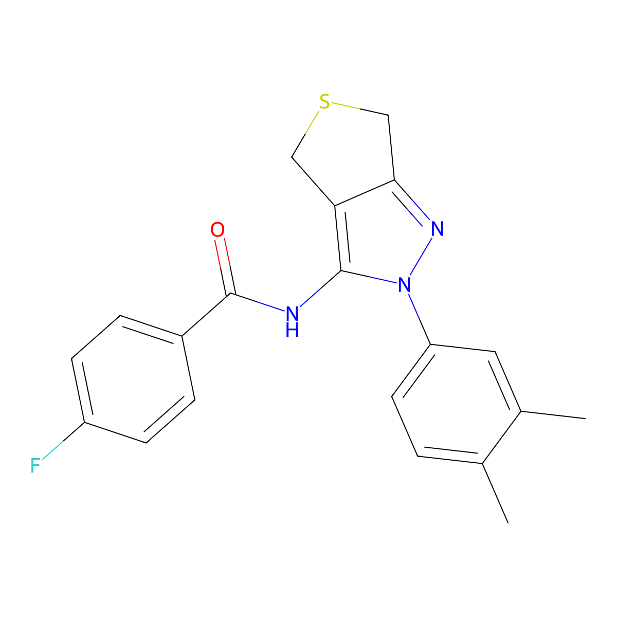N-(2-(3,4-dimethylphenyl)-4,6-dihydro-2H-thieno[3,4-c]pyrazol-3-yl)-4-fluorobenzamide molecular structure, CAS 681269-22-7