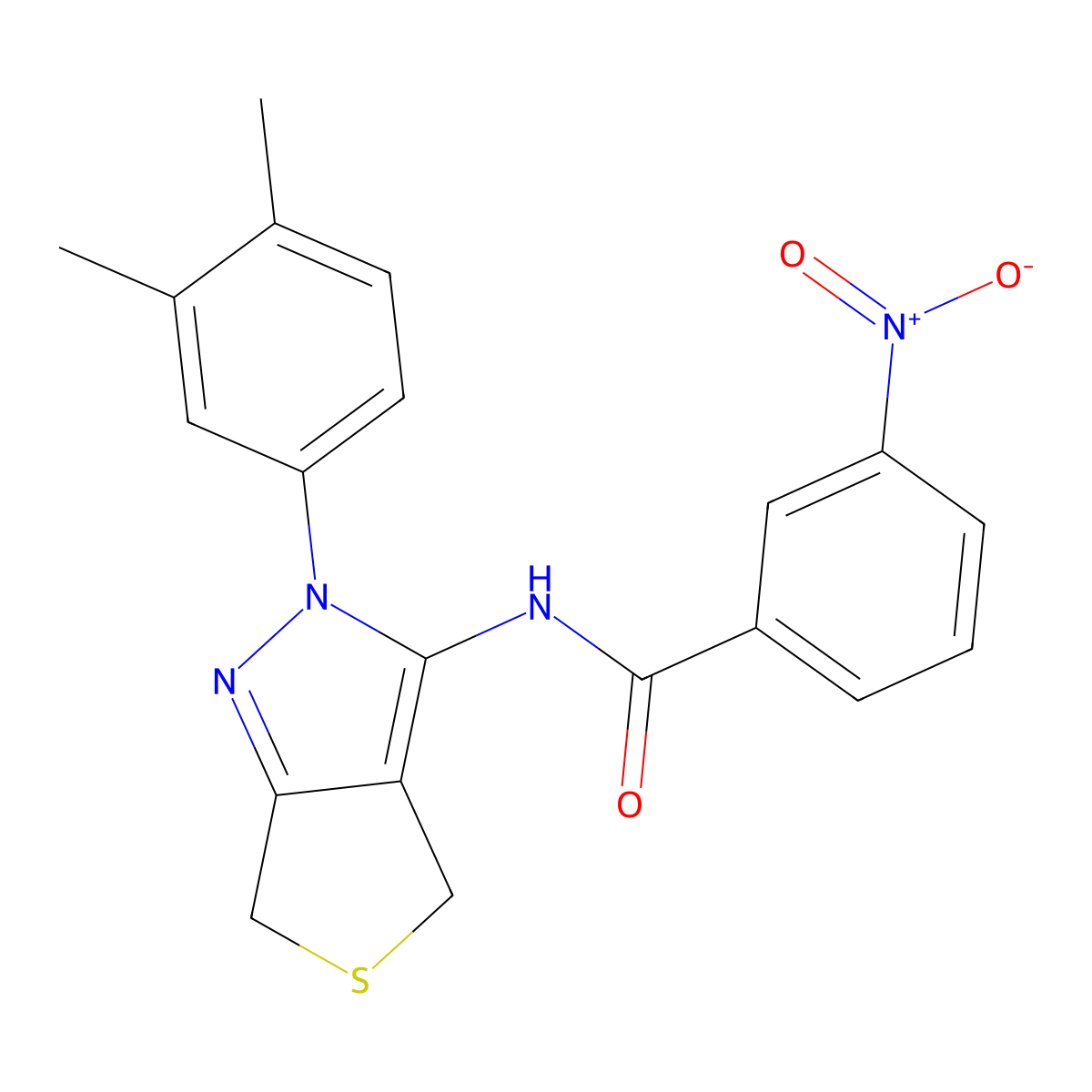 N-[2-(3,4-dimethylphenyl)-4,6-dihydrothieno[3,4-c]pyrazol-3-yl]-3-nitrobenzamide molecular structure, CAS 681269-29-4