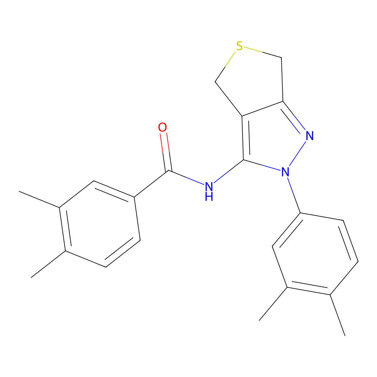 N-[2-(3,4-dimethylphenyl)-4,6-dihydrothieno[3,4-c]pyrazol-3-yl]-3,4-dimethylbenzamide molecular structure, CAS 681269-37-4