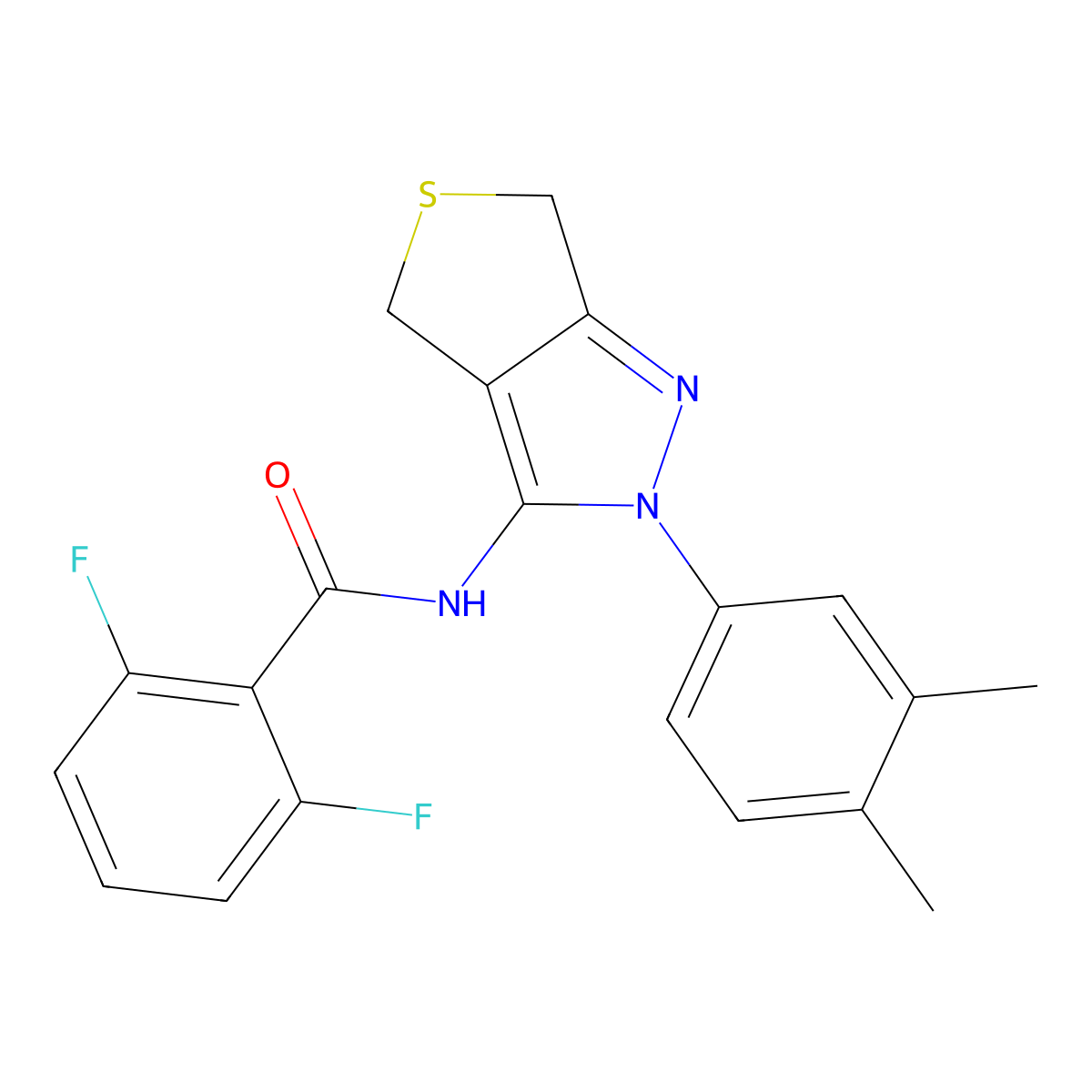 N-(2-(3,4-dimethylphenyl)-4,6-dihydro-2H-thieno[3,4-c]pyrazol-3-yl)-2,6-difluorobenzamide molecular structure, CAS 681269-40-9