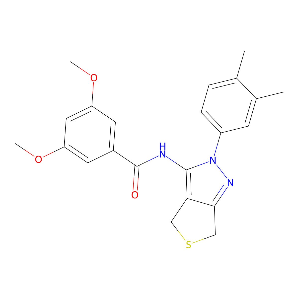N-[2-(3,4-dimethylphenyl)-4,6-dihydrothieno[3,4-c]pyrazol-3-yl]-3,5-dimethoxybenzamide molecular structure, CAS 681269-50-1