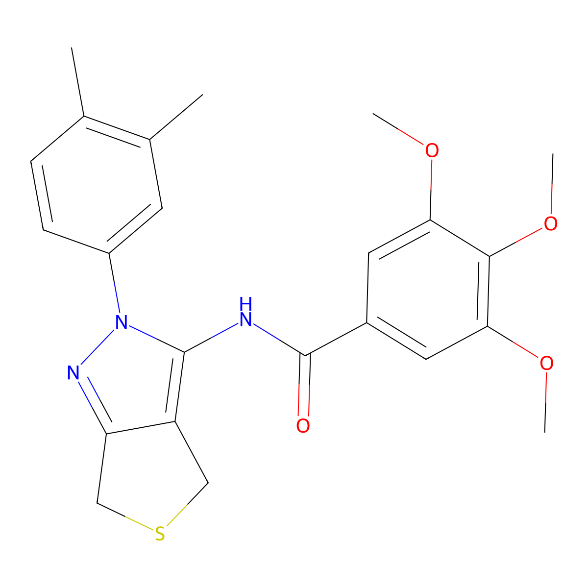 N-[2-(3,4-dimethylphenyl)-4,6-dihydrothieno[3,4-c]pyrazol-3-yl]-3,4,5-trimethoxybenzamide molecular structure, CAS 681269-52-3