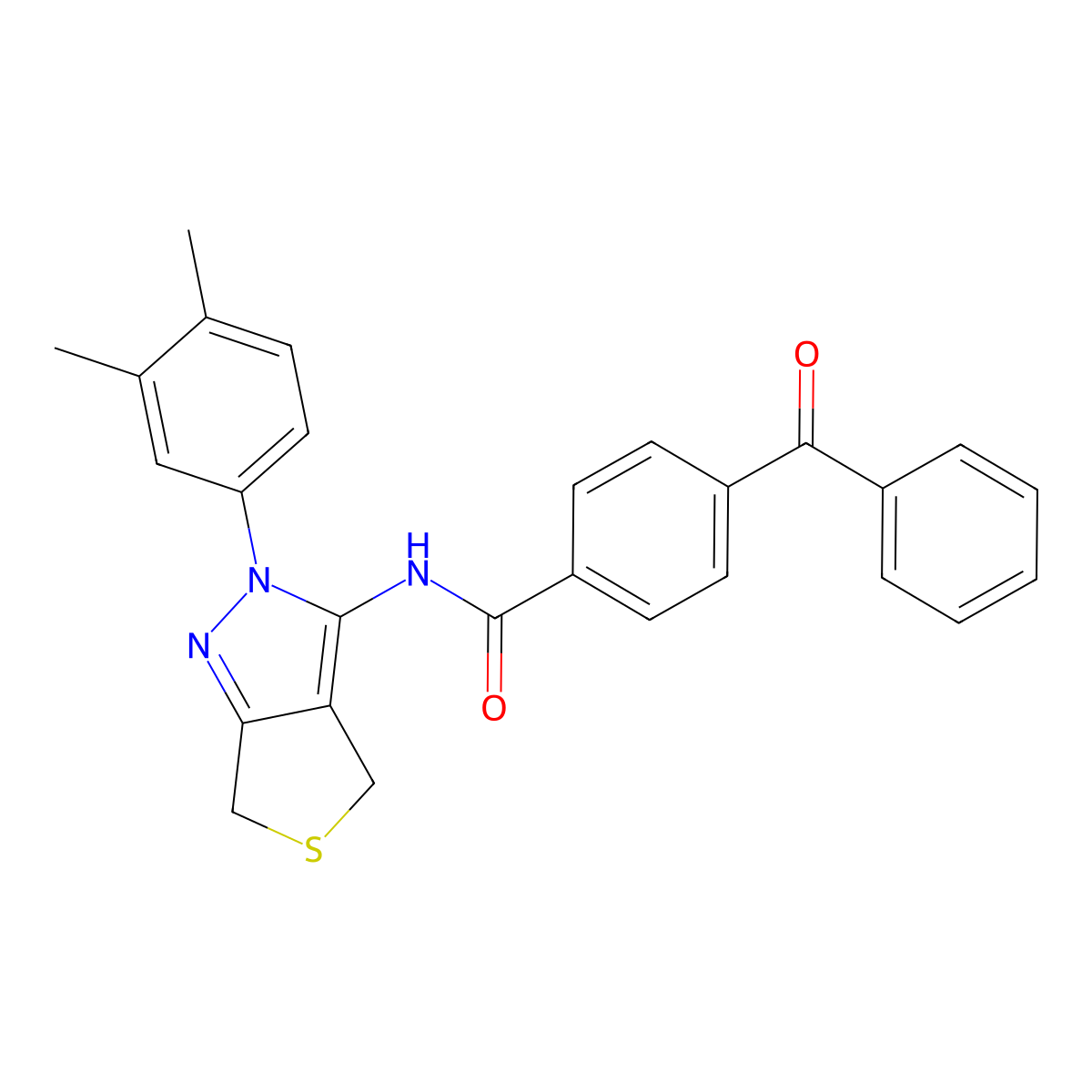 4-benzoyl-N-(2-(3,4-dimethylphenyl)-4,6-dihydro-2H-thieno[3,4-c]pyrazol-3-yl)benzamide molecular structure, CAS 681269-57-8