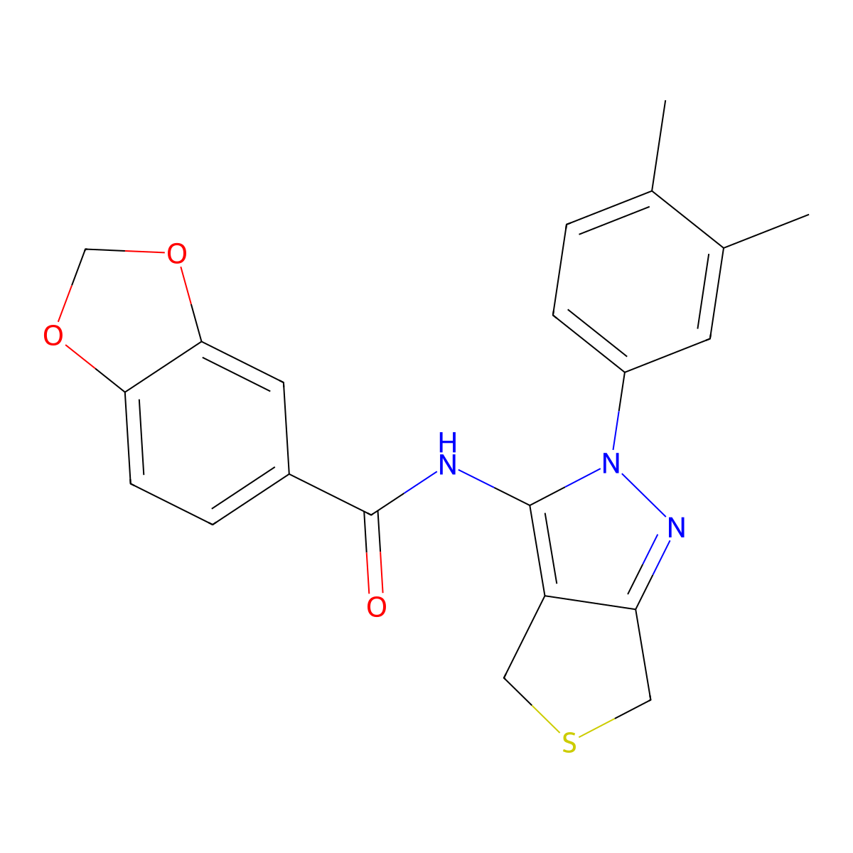 N-(2-(3,4-dimethylphenyl)-4,6-dihydro-2H-thieno[3,4-c]pyrazol-3-yl)benzo[d][1,3]dioxole-5-carboxamide molecular structure, CAS 681269-60-3