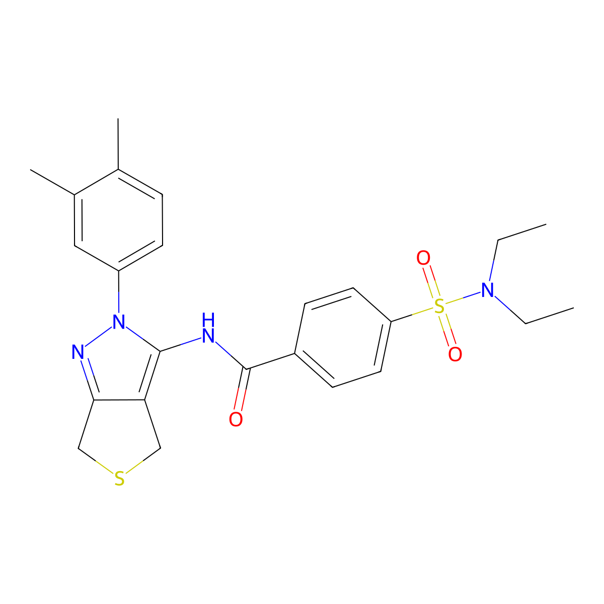 4-(N,N-diethylsulfamoyl)-N-(2-(3,4-dimethylphenyl)-4,6-dihydro-2H-thieno[3,4-c]pyrazol-3-yl)benzamide molecular structure, CAS 681269-81-8