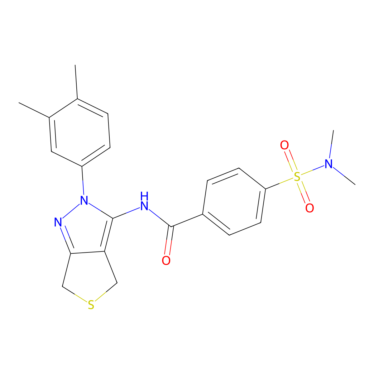 N-(2-(3,4-dimethylphenyl)-4,6-dihydro-2H-thieno[3,4-c]pyrazol-3-yl)-4-(N,N-dimethylsulfamoyl)benzamide molecular structure, CAS 681269-82-9