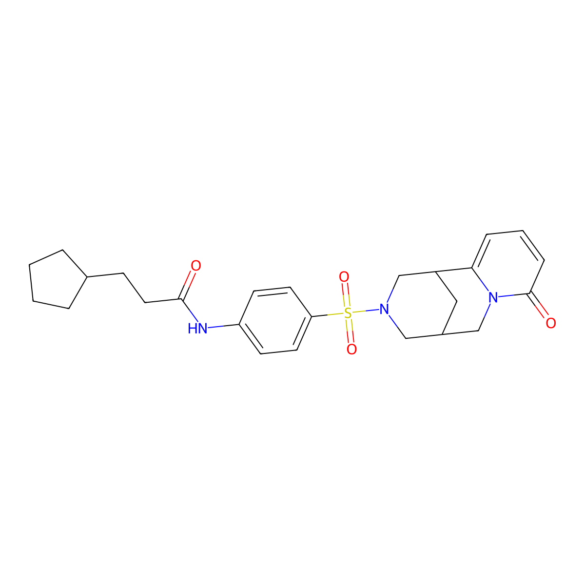 3-cyclopentyl-N-(4-((8-oxo-5,6-dihydro-1H-1,5-methanopyrido[1,2-a][1,5]diazocin-3(2H,4H,8H)-yl)sulfonyl)phenyl)propanamide molecular structure, CAS 681270-02-0