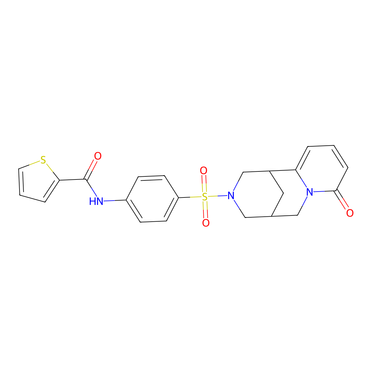 N-(4-((8-oxo-5,6-dihydro-1H-1,5-methanopyrido[1,2-a][1,5]diazocin-3(2H,4H,8H)-yl)sulfonyl)phenyl)thiophene-2-carboxamide molecular structure, CAS 681270-06-4