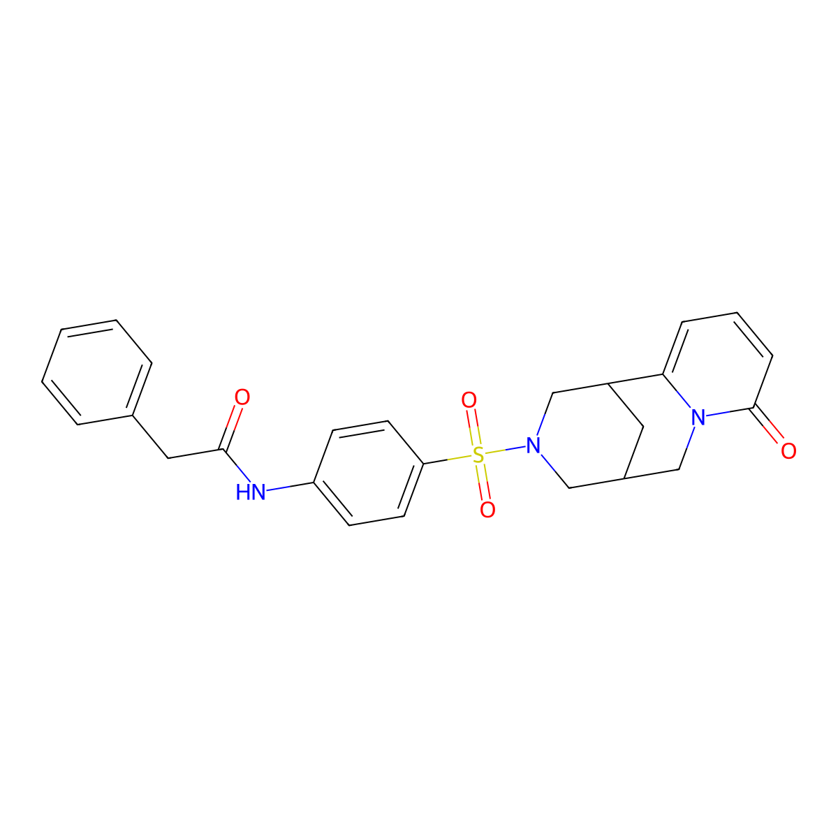 N-(4-((8-oxo-5,6-dihydro-1H-1,5-methanopyrido[1,2-a][1,5]diazocin-3(2H,4H,8H)-yl)sulfonyl)phenyl)-2-phenylacetamide molecular structure, CAS 681270-77-9