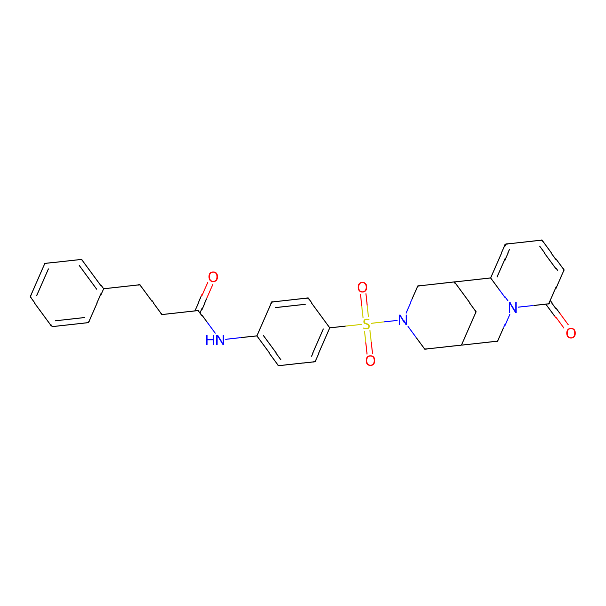 N-(4-((8-oxo-5,6-dihydro-1H-1,5-methanopyrido[1,2-a][1,5]diazocin-3(2H,4H,8H)-yl)sulfonyl)phenyl)-3-phenylpropanamide molecular structure, CAS 681270-83-7