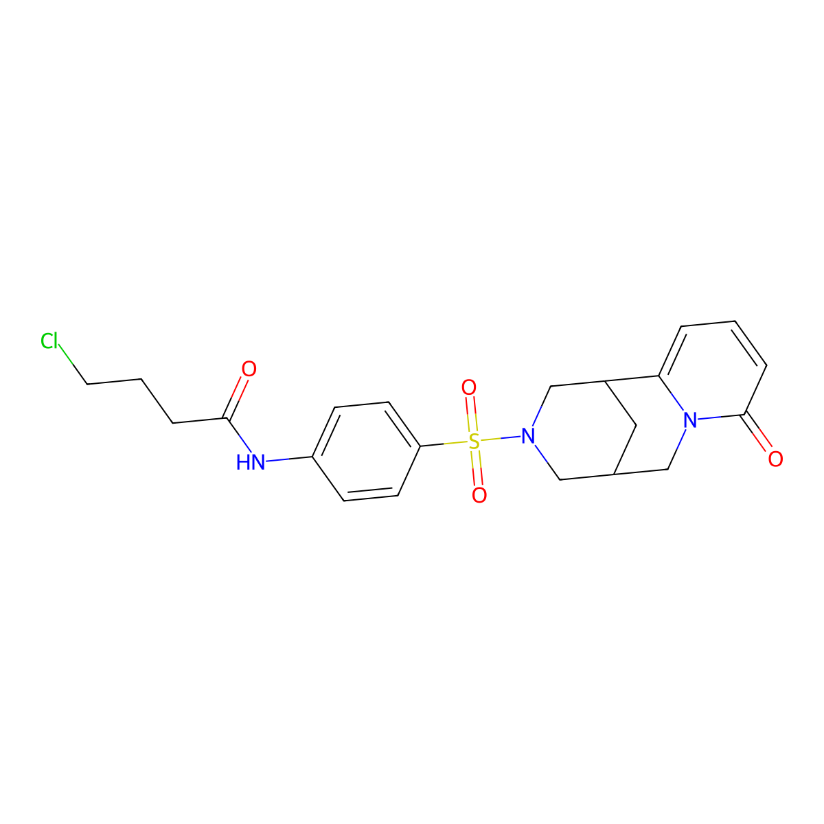 4-chloro-N-(4-((8-oxo-5,6-dihydro-1H-1,5-methanopyrido[1,2-a][1,5]diazocin-3(2H,4H,8H)-yl)sulfonyl)phenyl)butanamide molecular structure, CAS 681271-01-2