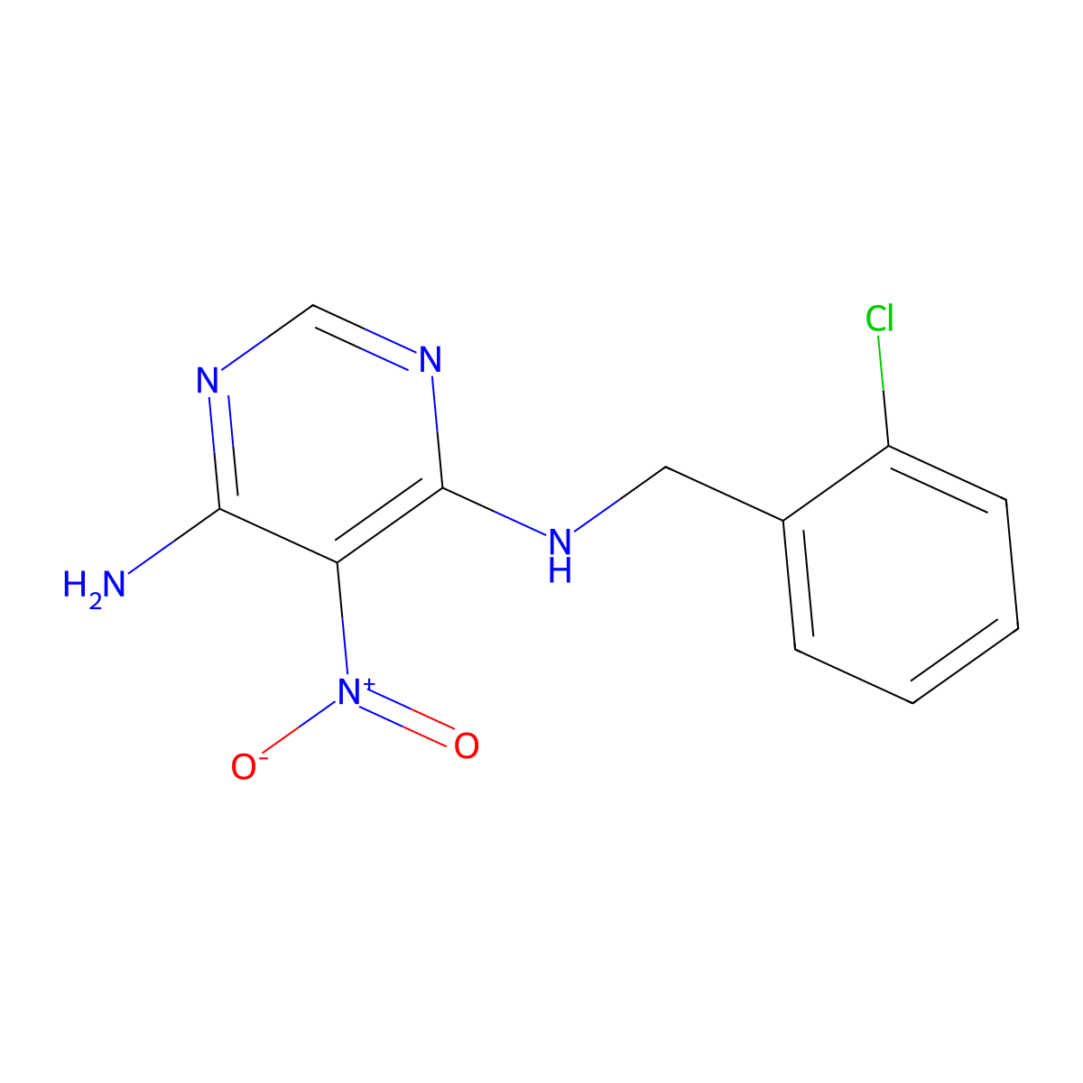 N-(2-chlorobenzyl)-5-nitropyrimidine-4,6-diamine molecular structure, CAS 681271-07-8