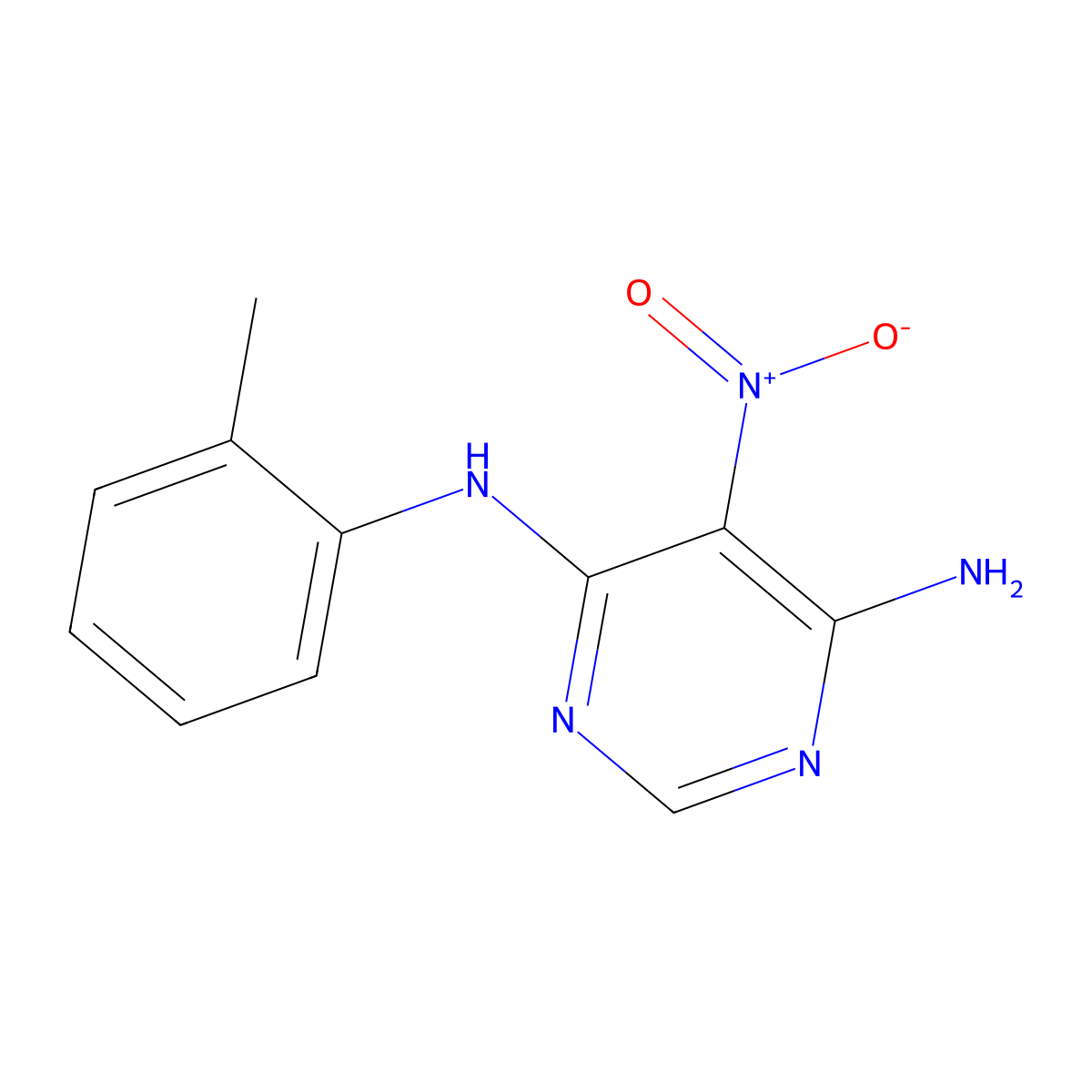 5-nitro-N4-(o-tolyl)pyrimidine-4,6-diamine molecular structure, CAS 681271-13-6