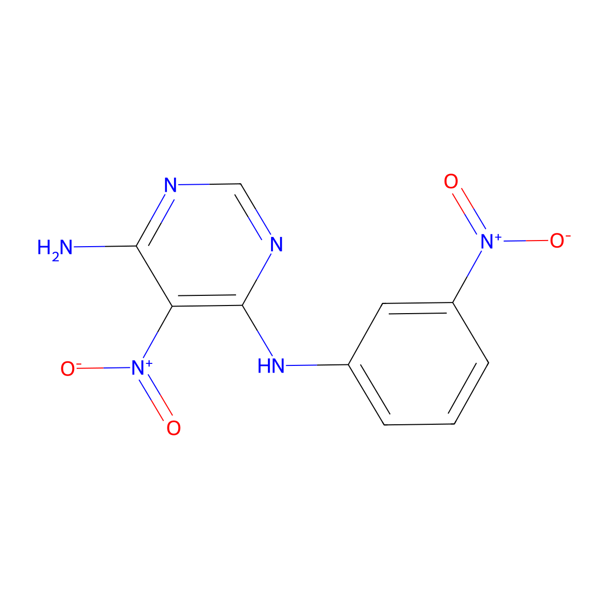 5-nitro-N4-(3-nitrophenyl)pyrimidine-4,6-diamine molecular structure, CAS 681271-14-7