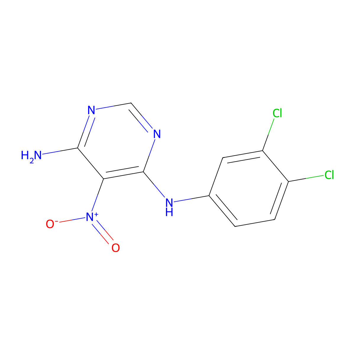N4-(3,4-dichlorophenyl)-5-nitropyrimidine-4,6-diamine molecular structure, CAS 681271-19-2