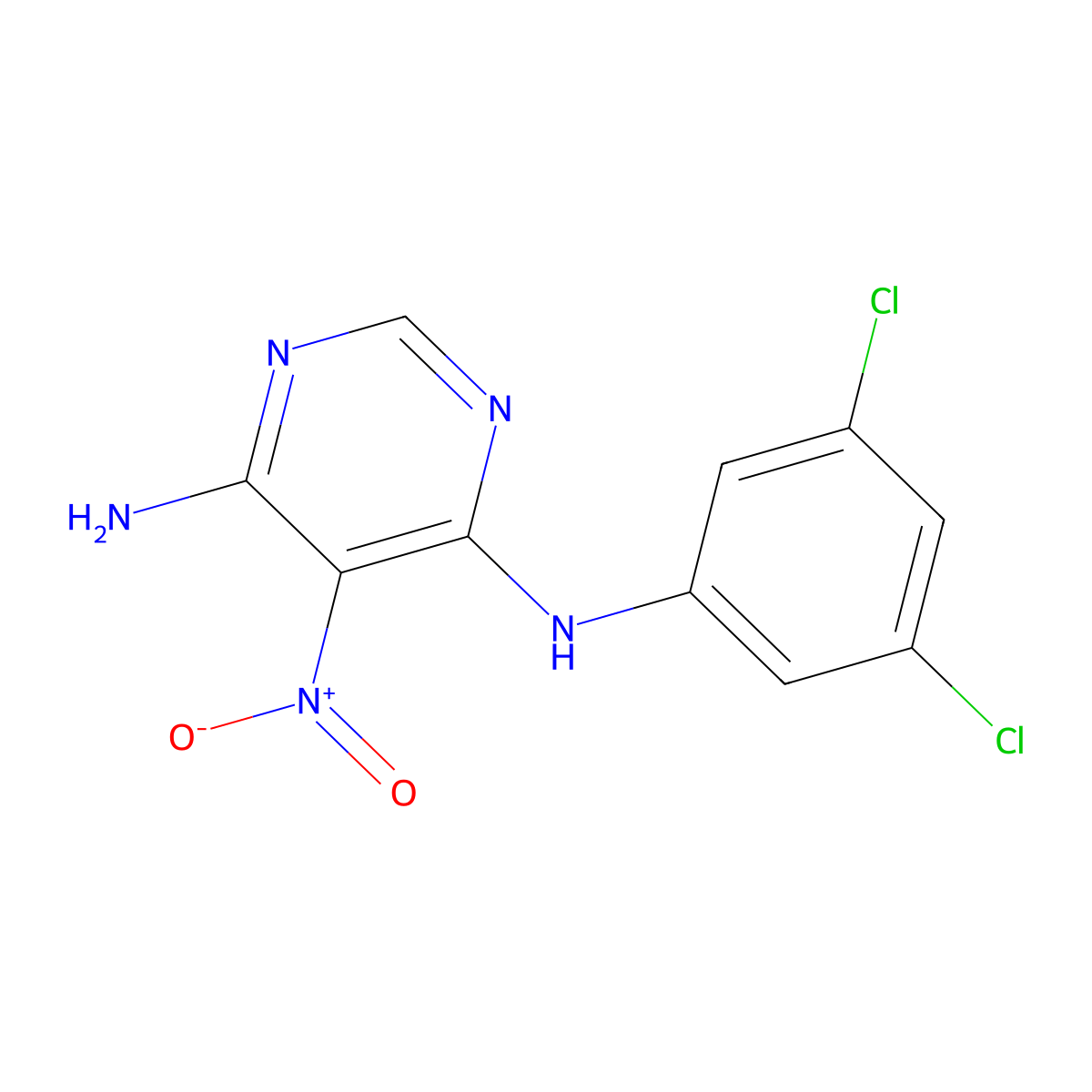 N4-(3,5-dichlorophenyl)-5-nitropyrimidine-4,6-diamine molecular structure, CAS 681271-20-5