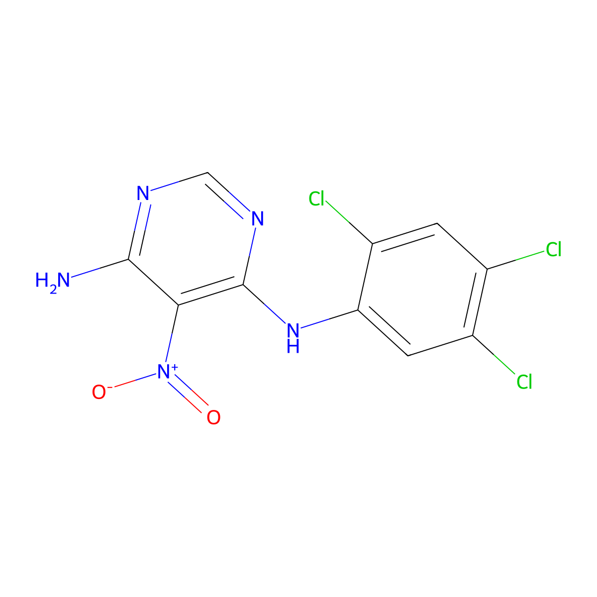 5-nitro-N4-(2,4,5-trichlorophenyl)pyrimidine-4,6-diamine molecular structure, CAS 681271-30-7