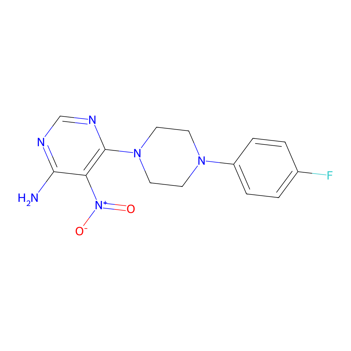 6-[4-(4-Fluorophenyl)piperazin-1-yl]-5-nitropyrimidin-4-amine molecular structure, CAS 681271-46-5