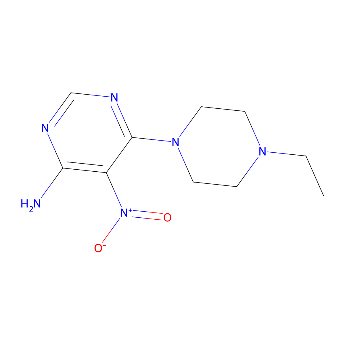 6-(4-Ethylpiperazin-1-yl)-5-nitropyrimidin-4-amine molecular structure, CAS 681271-49-8