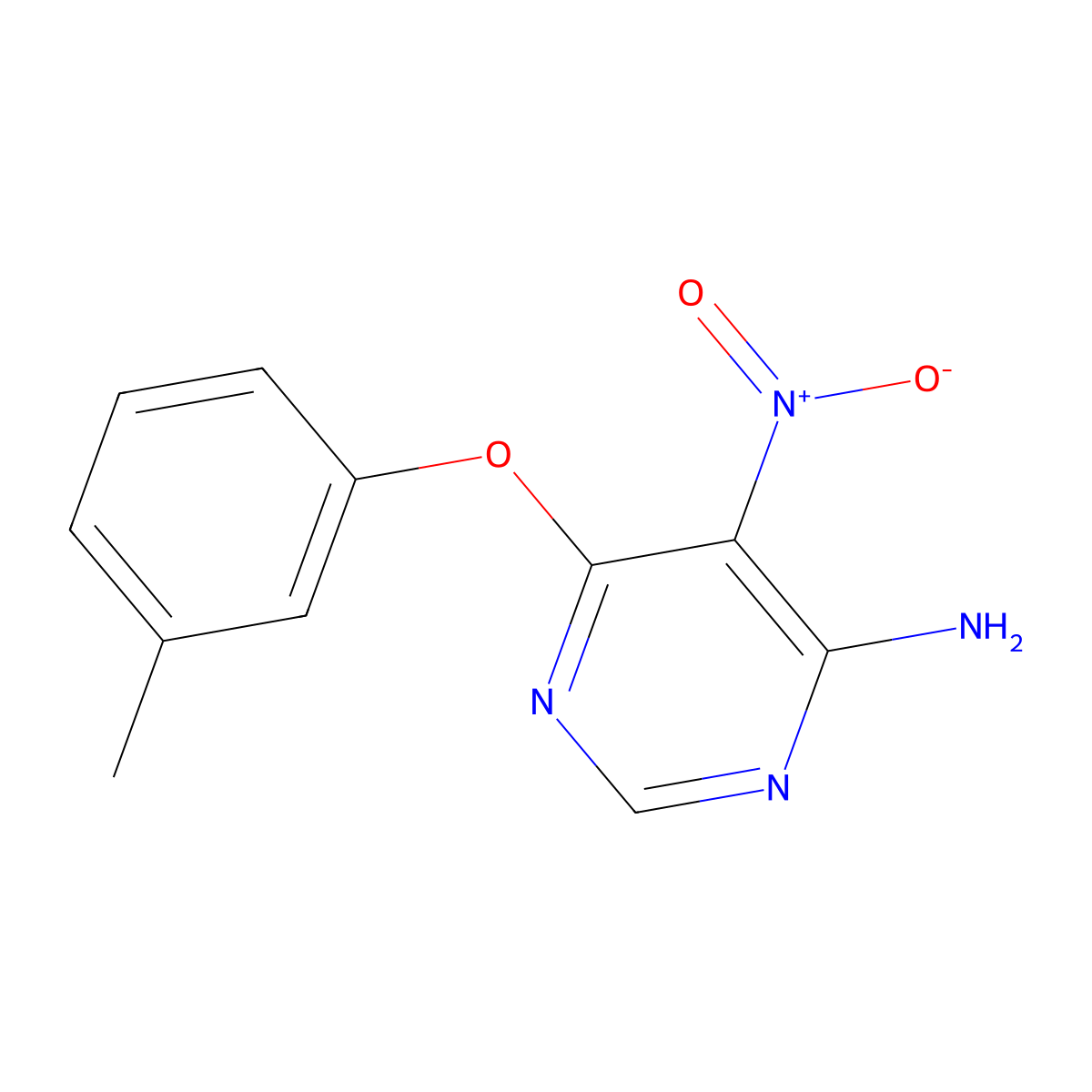 6-(3-Methylphenoxy)-5-nitropyrimidin-4-amine molecular structure, CAS 681271-60-3
