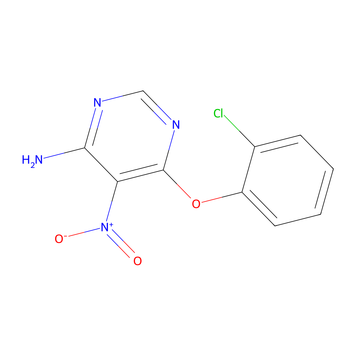 6-(2-Chlorophenoxy)-5-nitropyrimidin-4-amine molecular structure, CAS 681271-62-5