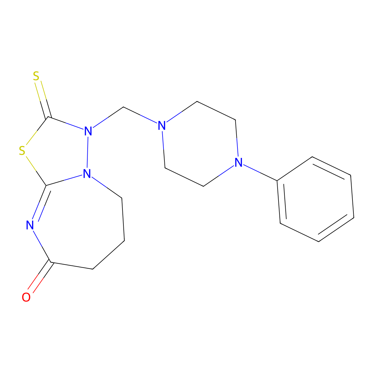 3-[(4-phenylpiperazin-1-yl)methyl]-2-sulfanylidene-6,7-dihydro-5H-[1,3,4]thiadiazolo[3,2-a][1,3]diazepin-8-one molecular structure, CAS 681273-07-4