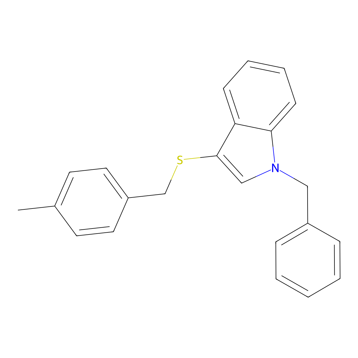 1-Benzyl-3-[(4-methylphenyl)methylsulfanyl]indole molecular structure, CAS 681273-39-2