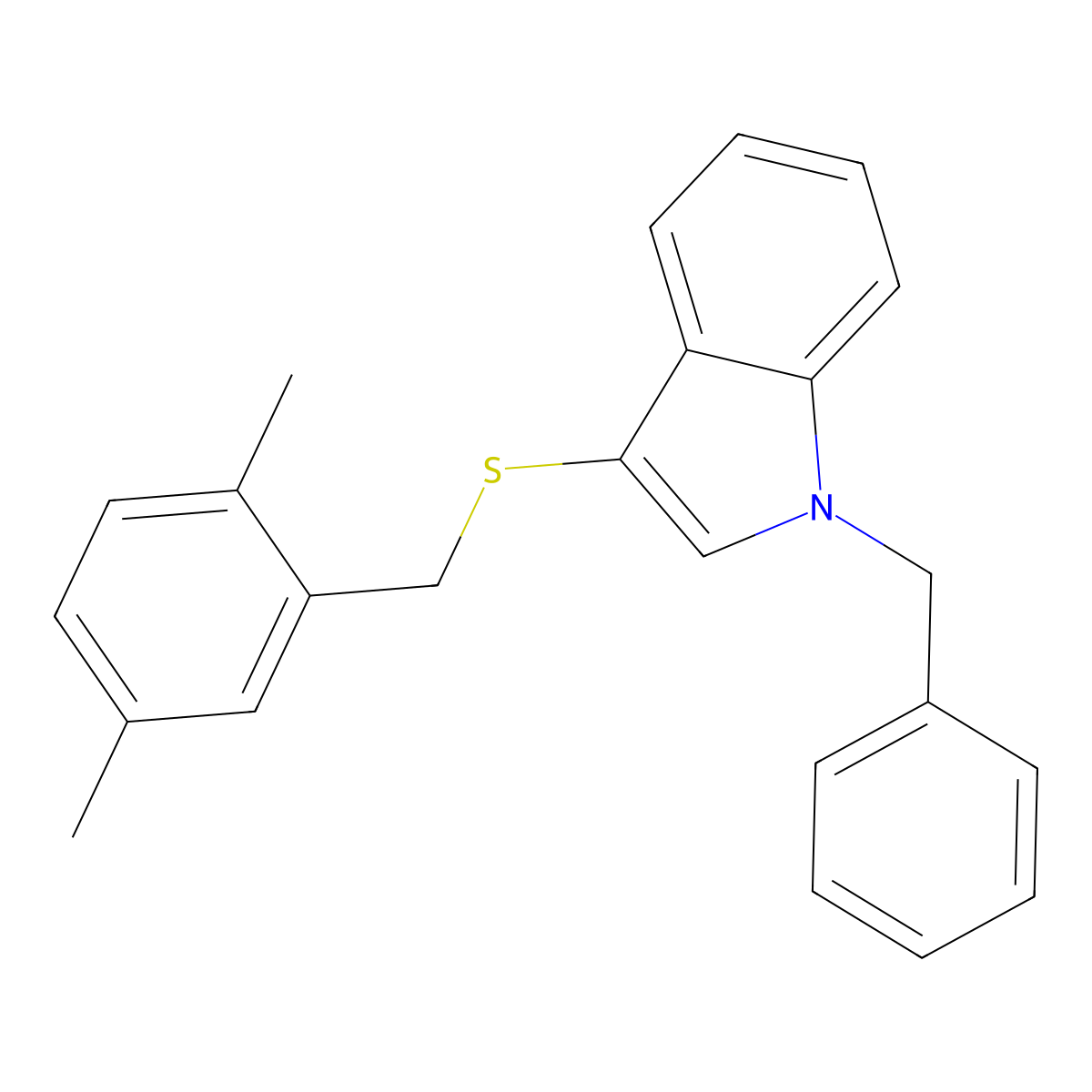 1-Benzyl-3-[(2,5-dimethylphenyl)methylsulfanyl]indole molecular structure, CAS 681273-43-8