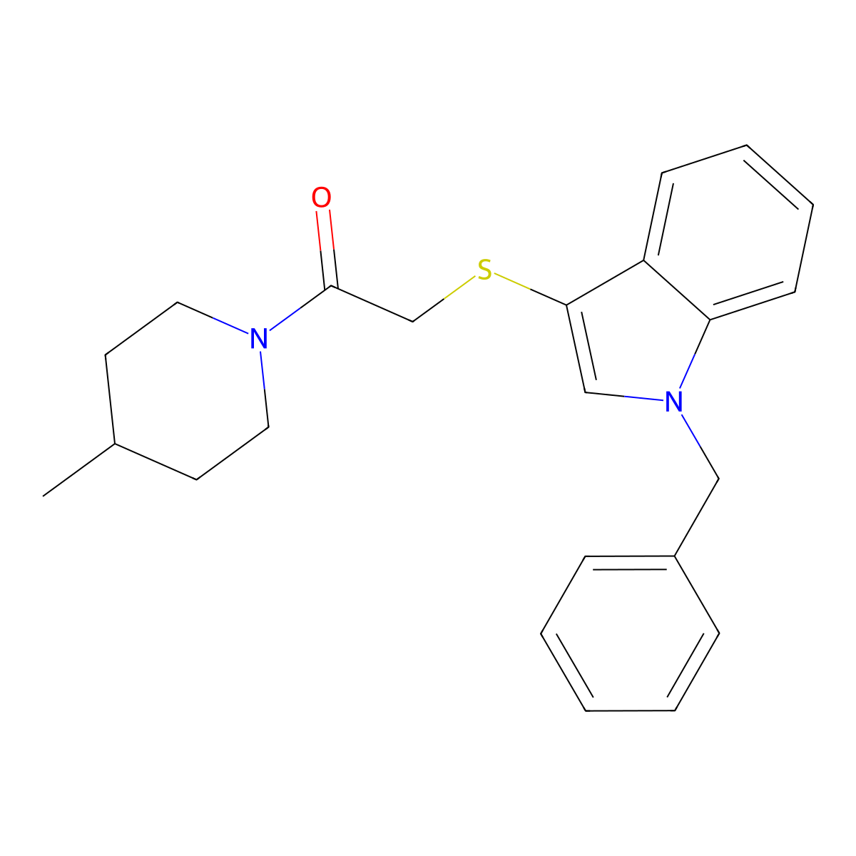 2-(1-Benzylindol-3-yl)sulfanyl-1-(4-methylpiperidin-1-yl)ethanone molecular structure, CAS 681273-45-0