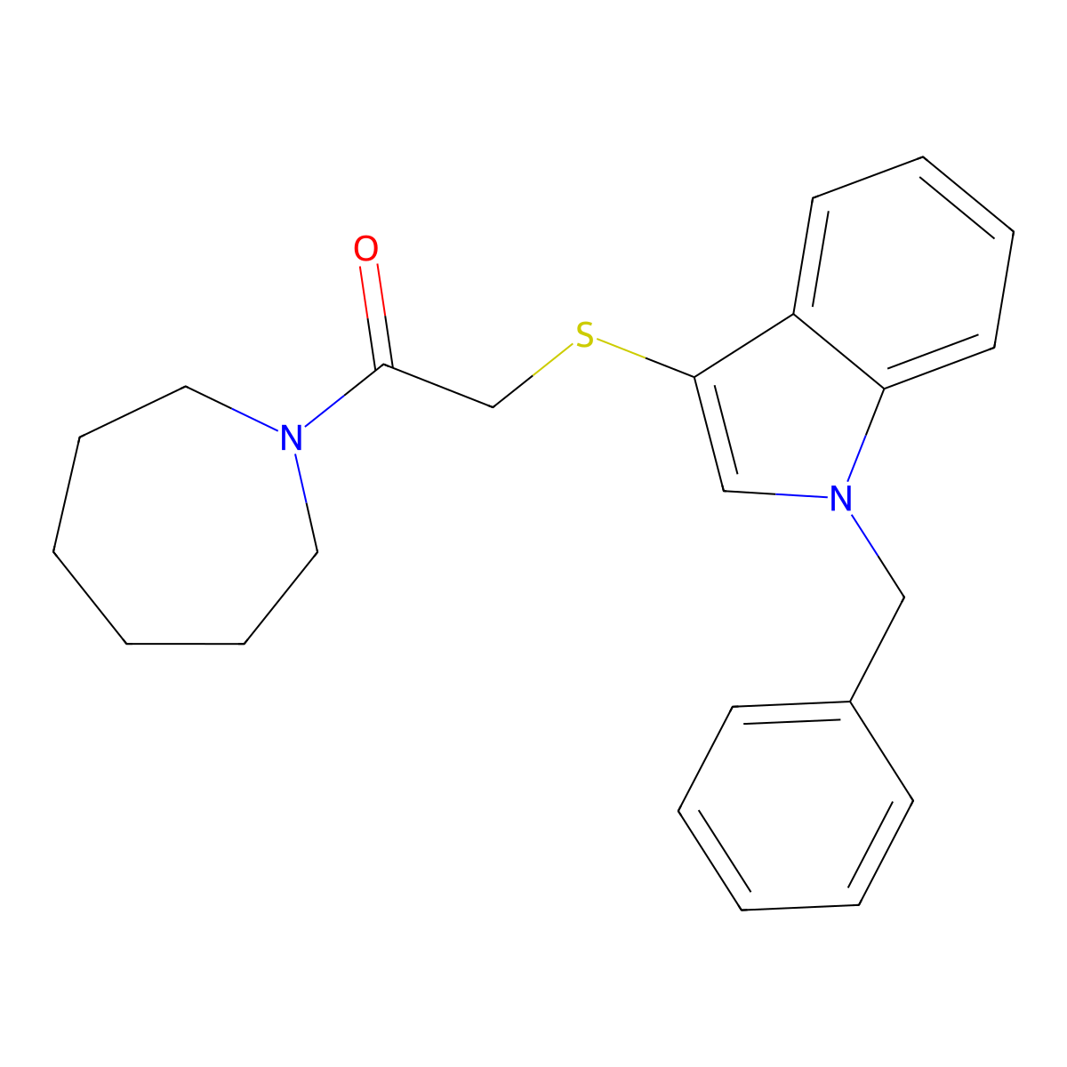1-(azepan-1-yl)-2-((1-benzyl-1H-indol-3-yl)thio)ethanone molecular structure, CAS 681273-50-7