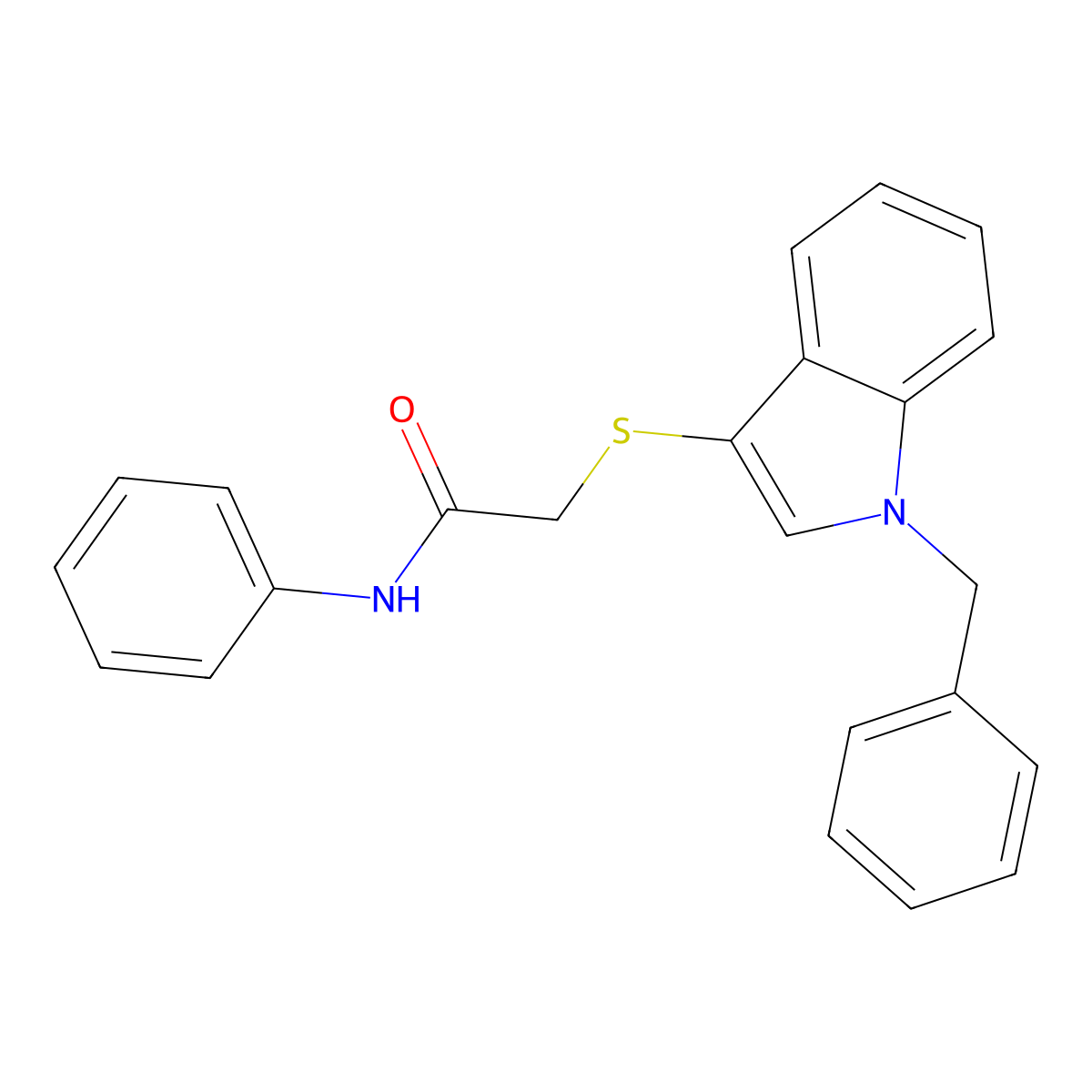 2-((1-benzyl-1H-indol-3-yl)thio)-N-phenylacetamide molecular structure, CAS 681273-56-3