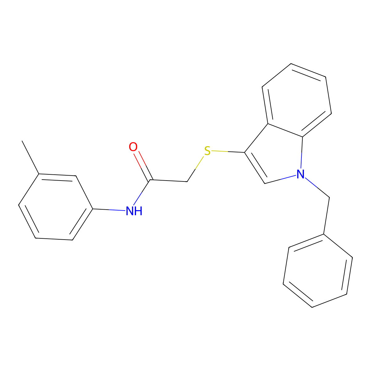 2-((1-benzyl-1H-indol-3-yl)thio)-N-(m-tolyl)acetamide molecular structure, CAS 681273-57-4