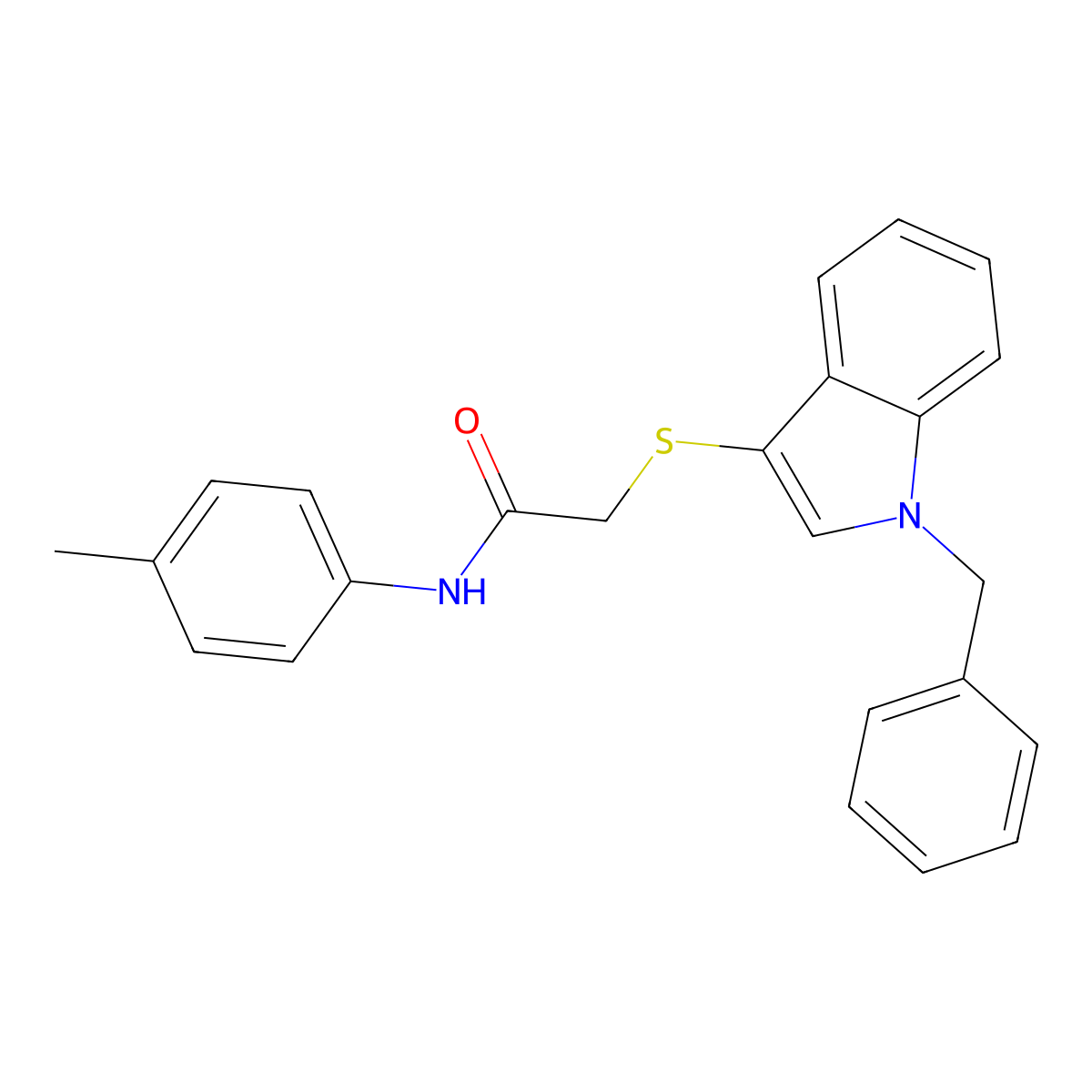 2-(1-benzylindol-3-yl)sulfanyl-N-(4-methylphenyl)acetamide molecular structure, CAS 681273-58-5